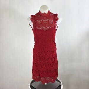 Free People Dress Daydream Lace Mini Dress Cherry